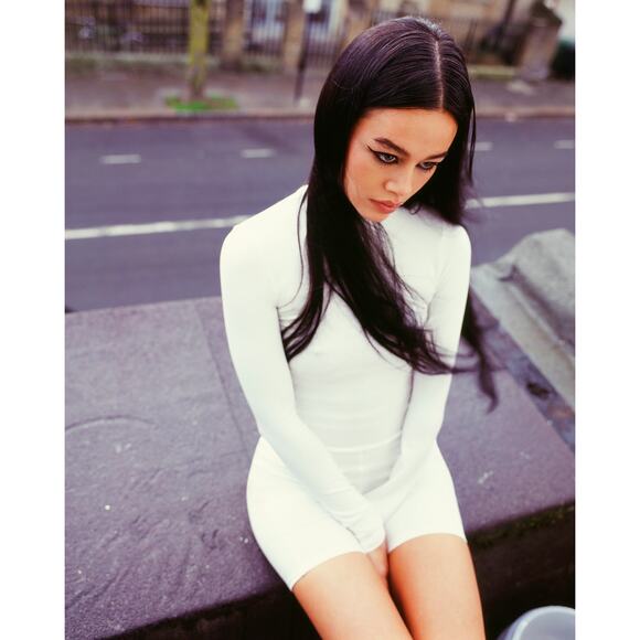 Tank Air White High Neck Long Sleeve Unitard Romper - Picture 2 of 5